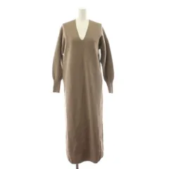 アンコキーヌ Anne Coquine ニットワンピース ロング マキシ 長袖 Vネック カシミヤ混 S 茶 ブラウン /KU ■GY60