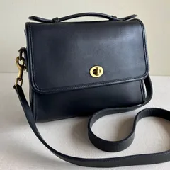 Vintage Coach Court Bag Black Leather Shoulder Bag