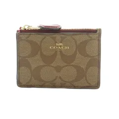 コーチ COACH コインケース 小銭入れ カードケース シグネチャー柄 ベージュ ボルドー /MI