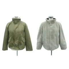 マカフィー MACPHEE トゥモローランド ブルゾンジャケット フェイクファージャケット リバーシブル ミドル丈 36 S カーキ ライトグレー スタンドカラー /HO37 ■GY61
