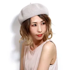 レディース ベレー 帽子 夏 かわいい メール便 通販 女性 青 グレージュ 【MB】