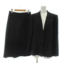 クリスチャンディオール Christian Dior プレタポルテ PRET-A-PORTER ブラックフォーマル セットアップ 上下 テーラードジャケット シングル 1B 総裏地 肩パッド ノーベント フレアスカート ロング ウール L 黒 ブラック