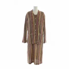 ミッソーニ MISSONI セットアップ ノーカラージャケット ワンピース ニット ロング 長袖 半袖 01 総柄 マルチカラー /MQのサムネイル