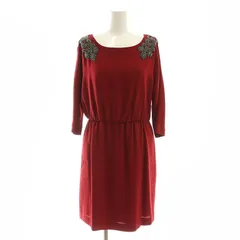 ダイアグラム グレースコンチネンタル Diagram GRACE CONTINENTAL ビジュー ミニドレス ワンピース 七分袖 ボートネック 36 赤 レッド /AT ■OS