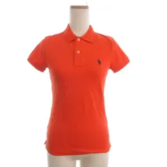 ラルフローレン RALPH LAUREN ポロシャツ カットソー 半袖 鹿の子 ワンポイント ロゴ刺繍 オレンジ S ■GY35