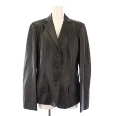 ヒューゴボス HUGO BOSS テーラードジャケット レザージャケット 革ジャン 羊革 アウター シングル 44 黒 ブラック /BBのサムネイル