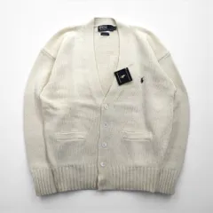 Polo Ralph Lauren 90年代 ニット Vネック カーディガン L ホワイト スモールポニー刺繡 未使用品
