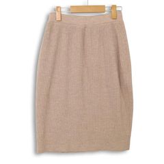 Christian Dior クリスチャンディオール ウール リブニット スカート M レディース ベージュ タイト ニット ストレッチ ハイブランド