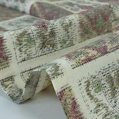 単衣 十日町紬 正絹 四角に花唐草 着物 MK-4119