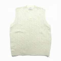 90s USA Vintage Fisherman Knit Vest JANTZEN アランニット ベスト XL ホワイト フィッシャーマン ケーブル編み 90年代 USA製