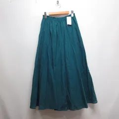 サマンサモスモス SM2 マキシ ロング コットン ギャザー スカート F ブルー ウエストゴム 裏地付き タグ付き