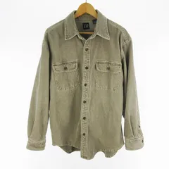 ギャップ GAP 90’S 00’S コーデュロイ サファリシャツ ジャケット 長袖 カーキ 細畝 M オールド ヴィンテージ コットン トップス 