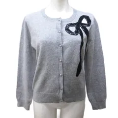 ギャラリービスコンティ GALLERY VISCONTI DONNA ニット カーディガン スパンコール リボンモチーフ ウール混 灰 グレー ■YHS11 1230