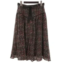 エムズグレイシー M'S GRACY シフォン スカート 花柄 40 ブラック系 260210E