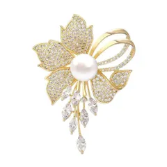 【在庫セール】発表会 卒業式 フォーマル エレガント ゴールド 入学式 ジルコニア ジュエリー 結婚式 アクセサリー ジャケット スーツ プレゼント レディース パール ギフト リボンブローチ FASELE