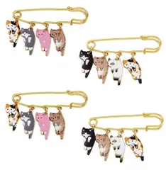 【新着商品】ジャケット アクセサリー ピン おしゃれ ブローチピン ウエストバックル ショールピン ネコ安全ピン パーティー 人気 、BetterJonny かわいい ネコ匹 コサージュ 安全ピン 漫画 ブローチ ネコ型ストール留め マフラーバッグジーンズ 4