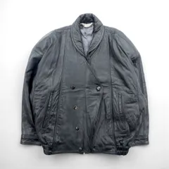 Carmina 90s Vintage Leather Jacket ダブルブレスト ショールカラー ブルゾン M ブラック シープレザー