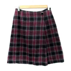 アンタイトル UNTITLED フレアスカート ひざ丈 チェック柄 1 マルチカラー グレー ワインレッド /SM31