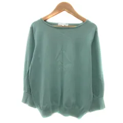 グローブ grove ニット カットソー 長袖 ラウンドネック 無地 S 黄緑 ライトグリーン /YS29