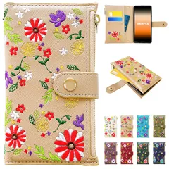 手帳型 ケース カバー 手帳型ケース iPhone11 用 iPhone11ケース iPhone11カバー 11 iPhone11手帳ケース iPhone11手帳型ケース 手帳ケース iPhone おしゃれ花刺繍 ベージュ