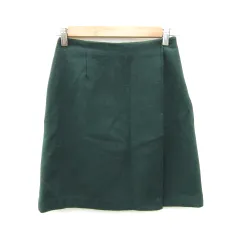 ナチュラルビューティーベーシック NATURAL BEAUTY BASIC 台形スカート ミニ丈 無地 スリット XS モスグリーン /SY18