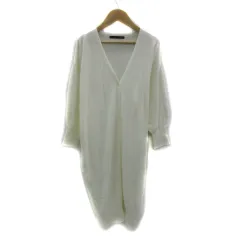 ヘザー Heather ニットカーディガン ロング丈 Vネック 無地 前開き F 白 ホワイト /YS35