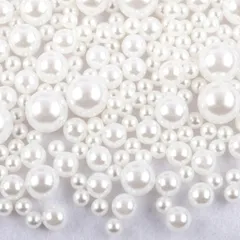 工芸品の装飾 材料 ジュエリー用 DIY 手作り ハンドメード 縫製用 ネックレス 手芸用品 穴付き イヤリング 丸玉 ラウンド 4サイズ 約600粒セット (4サイズ パールビーズ 樹脂パール 約600粒(ホワイト)) サムコス