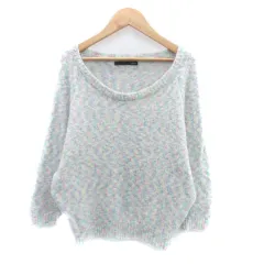 ヘザー Heather ニット セーター ラウンドネック 長袖 無地 F マルチカラー 緑 グリーン /HO6