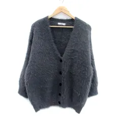 フィフス fifth シャギーニットカーディガン Vネック ミドル丈 チャコールグレー /HO20