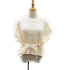 ニコアンド Niko and.. ニットベスト ミドル丈 クルーネック 無地 リボン 3 M オフホワイト /SY40