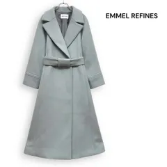 M2633/ EMMEL REFINES エメルリファインズ ベルテッド フレア ロングコート ライトブルー M