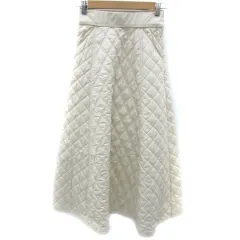 アンデミュウ Andemiu フレアスカート ロング丈 マキシ丈 キルティング 中綿 S ベージュ /YM36