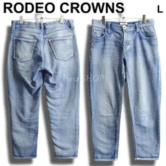 RODEO CROWNS　ロデオクラウンズ　リラックステーパードデニム　W82cm / W28 / L　ストレッチ　スウェット　ボーイフレンド　ライトブルー　レディース