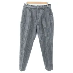 グリーンレーベルリラクシング ユナイテッドアローズ green label relaxing テーパードパンツ アンクル丈 ストライプ柄 38 M グレー /YM7