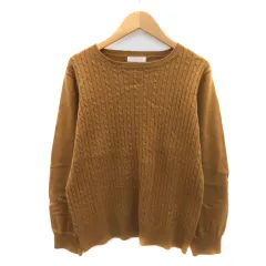 ドレスキップ DRESKIP ニット カットソー 長袖 ケーブル編み オーバーサイズ M キャメル /YK33