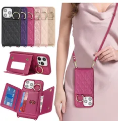 ★対応 iPhone 13 Pro Max ケース ショルダー いphone13 Pro Max ケース カード収納 鏡 肩掛け 斜めかけ スマホショルダー アイフォン13 Pro Max ストラップ付き 耐衝撃 調節可能な 携帯ケース - ローズレッド