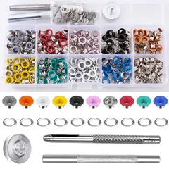 手芸用品DIY ハンドメイド材料 飾り用 カバン/靴/ベルト 手芸リベット 300組10カラー ハトメキット 真鍮グロメット 鳩目穴径6mm カラフル 収納ケース付き 両面ハトメ玉 工具 Bestgleレザークラフト