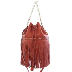 ジェイ&エムデヴィッドソン J&M Davidson フリンジカーニバル ミディアム ショルダーバッグ 2WAY ハンドバッグ チェーン 巾着型 レザー ワンカラー ロゴ 赤 レッド /BB