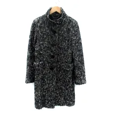 クイーンズコート QUEENS COURT コート スタンドカラー ロング丈 ウール混 モヘヤ混 2 M 黒 ブラック /HO4