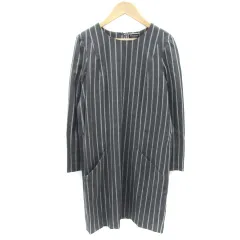 ダイアグラム グレースコンチネンタル Diagram GRACE CONTINENTAL ワンピース ミニ丈 長袖 ストライプ柄 ウール混 36 S チャコールグレー /YM28