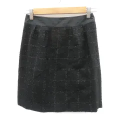 プライドグライド prideglide タイトスカート ミニ丈 ツイード グラフチェック柄 36 S 黒 ブラック /YK14