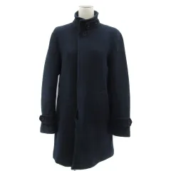 グリーンレーベルリラクシング ユナイテッドアローズ green label relaxing スタンドカラーコート ロング丈 無地 S 紺 ネイビー /YS1