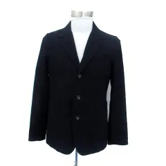 ナノユニバース nano universe テーラードジャケット シングルボタン 総裏地 ミドル丈 M 紺 ネイビー /HO12
