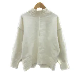 シューラルー SHOO・LA・RUE ニット セーター 長袖 ハイネック 無地 オーバーサイズ F アイボリー /YS30