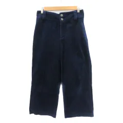ザラ トラファルック ZARA Trafaluc ワイドパンツ アンクル丈 コーデュロイ M 紺 ネイビー /YK10