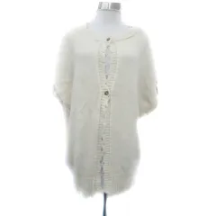 セポ CEPO ニットカーディガン ラウンドネック 半袖 フリンジ M オフホワイト /HO42