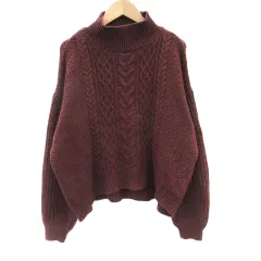 フリーズマート Free's Mart ニット セーター 長袖 ハイネック ケーブル編み F 赤茶 レッドブラウン /SM19