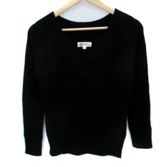 エムケー ミッシェルクラン MK MICHEL KLEIN ニット セーター Vネック 長袖 38 M 黒 ブラック /SM12