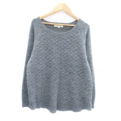 グローブ grove ニット セーター ラウンドネック 長袖 無地 ウール M 黒 グレー /HO15