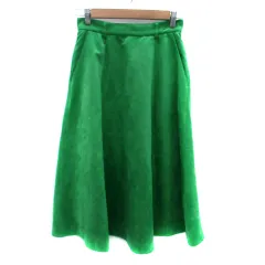 オフオン ofuon フレアスカート ロング丈 スエード調 38 M 緑 グリーン /HO20